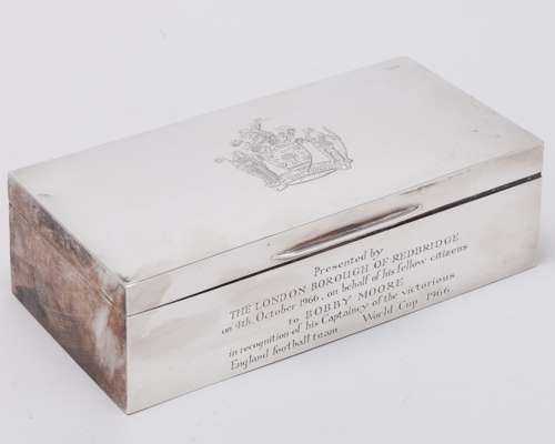 Bobby Moore a silver cigarette case, 1966