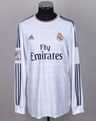 Xabi Alonso white No.14 Real Madrid autographed long-sleeved shirt, 2013-14