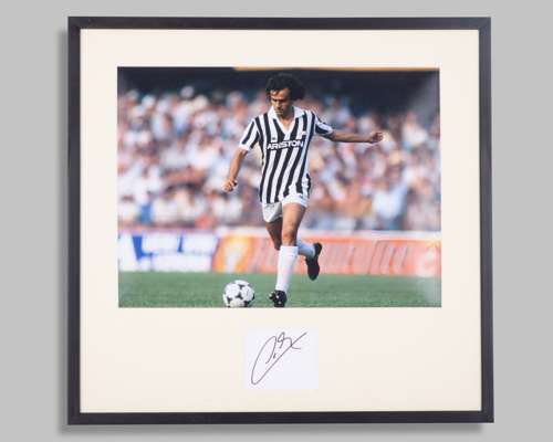 Michel Platini signed Juventus framed photograph presentation