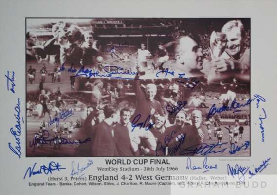England 1966 World Cup winners montage signed by 21 of the victorious squad