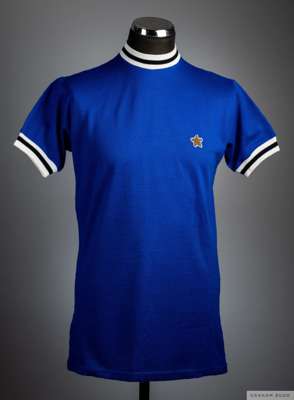Giuseppe Furino blue No.4 Juventus v. Leeds United Inter-Cities Fairs Cup Final short-sleeved shirt, 1971
 with crew-neck single gold star embroidered