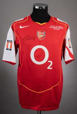 Gilberto Silva signed red & white Arsenal No.19 2005 F.A. Cup Final jersey,
 signed in black marker, short-sleeved, inscribed THE FA CUP FINAL, MILLEN