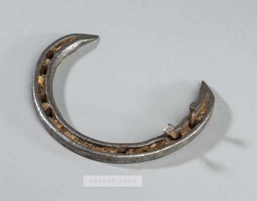 Racing plate worn by Tirol when winning the Irish 2000 Guineas at the Curragh on 5th May 1990,
 of typical form in lightweight aluminium with single n