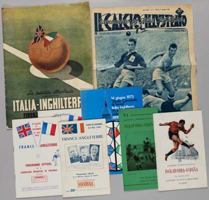 England away programmes v Spain, France & Italy, 1955-73,
 v Spain 18/5/1955, 15/5/1960; v France 22/5/1949, 15/5/1955, 27/2/1963; Italy IL Calcio Ill
