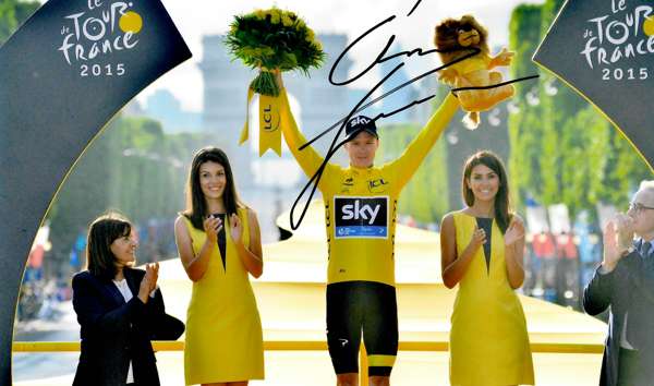 Tour de France Collection of signed memorabilia,
 including Chris Froome OBE signed 8 by 12in. photograph (2013, 2015, 2016, 2017 Tour de France Champ