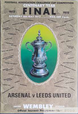 Leeds United 1972 FA Cup Final programme signed by the winning team, manager and trainer,
 to squad photograph and team line up pages, squad photo on 