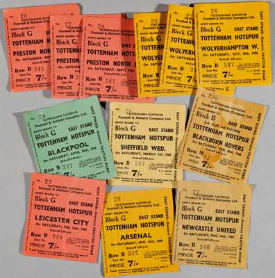 A collection of 28 Tottenham Hotspur home tickets, season 1959-60,
 some duplication, includes v West Ham United, Chelsea (2), Moscow Torpedo (FR), Bl