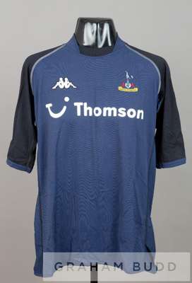 Jamie Redknapp navy and black Tottenham Hotspur No.15 away jersey, season 2002-03,
 short-sleeved with THE FA PREMIER LEAGUE sleeve badges, club crest