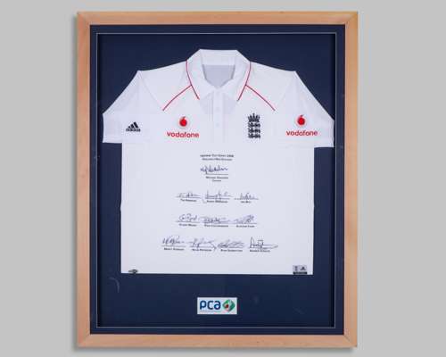 Framed England vs New Zealand autographed England shirt 2008
