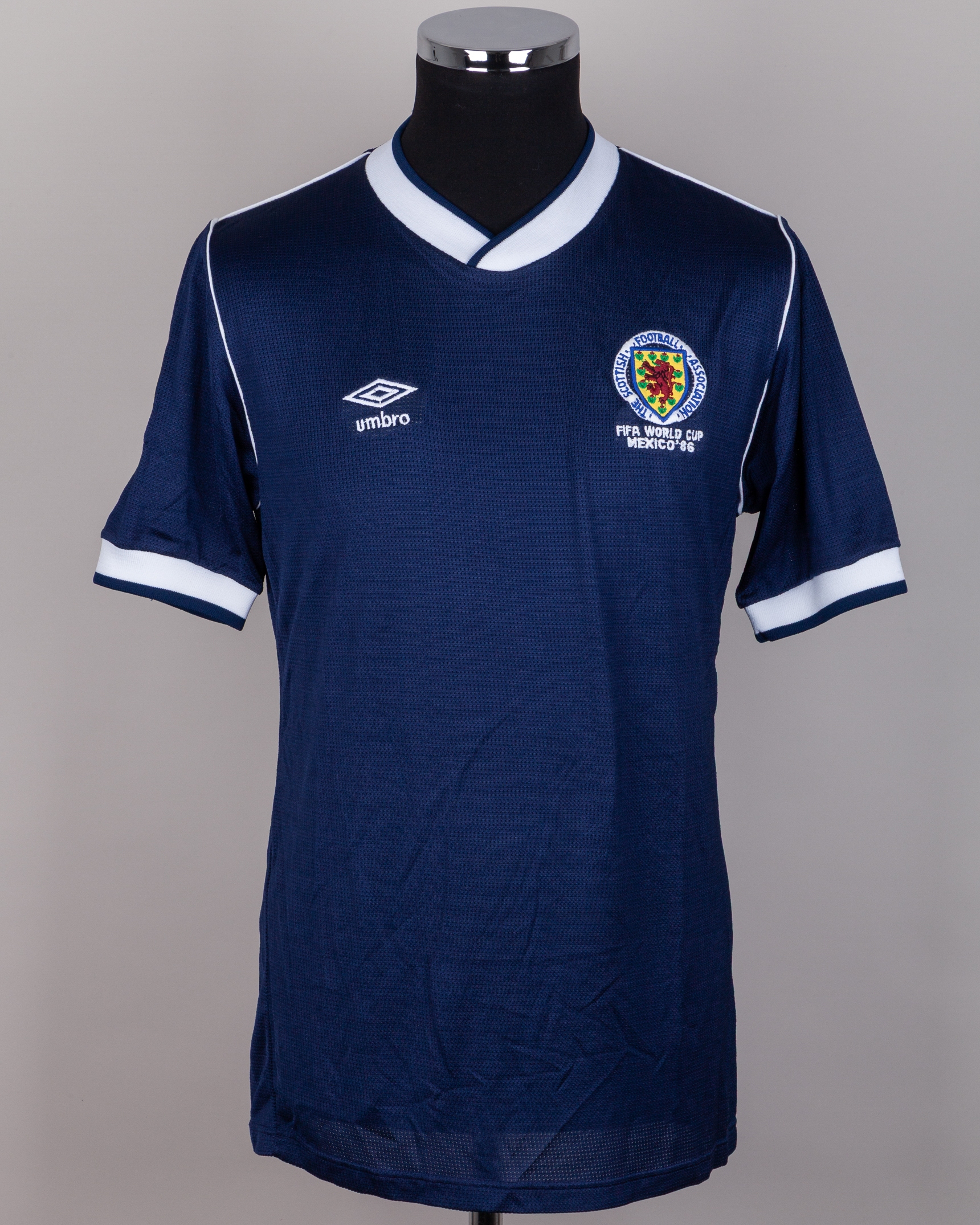 Paul McStay blue No.11 Scotland v. Uruguay World Cup short-sleeved