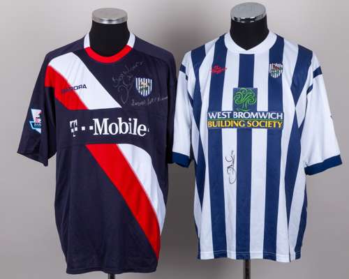 Darren Moore blue and white No.5 West Bromwich Albion autographed short-sleeved shirt