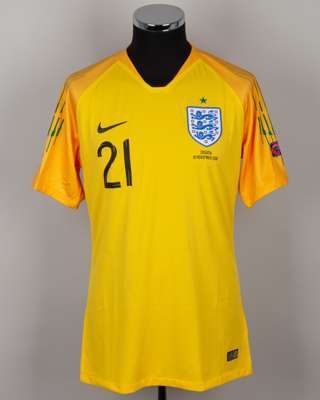 Alex McCarthy yellow and green No.21 England v. Croatia short-sleeved shirt, 2018