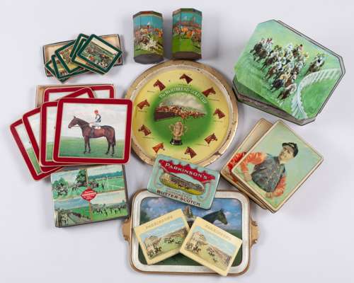 Decorative tins with horse racing themes