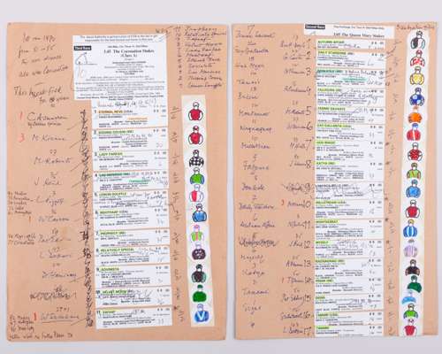 Group of Sir Peter O'Sullevan broadcast commentary cards