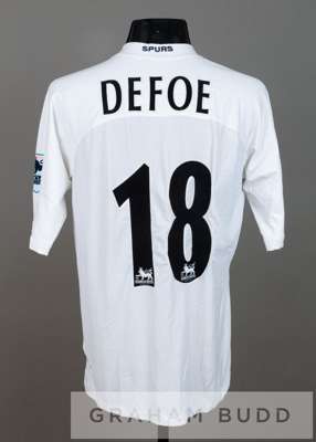 Jermain Defoe white Tottenham Hotspur no.18 home jersey v Middlesbrough, season 2004-05,
 match worn short-sleeved with BARCLAYS PREMIERSHIP sleeve ba