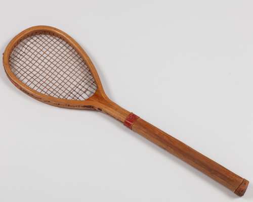 An early and attractive un-named tilt-headed Lawn Tennis racquet