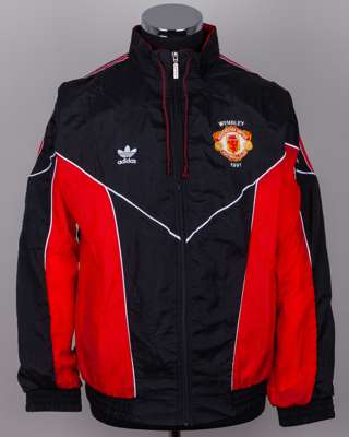 Bryan Robson black and red Manchester United League Cup Final tracksuit top, 1991