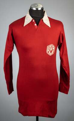 Cliff Bastin red Arsenal F.A. Cup Final  jersey v Newcastle United, played at Wembley, 23rd April 1932,
 Bukta, long-sleeved with embroidered AFC 1932