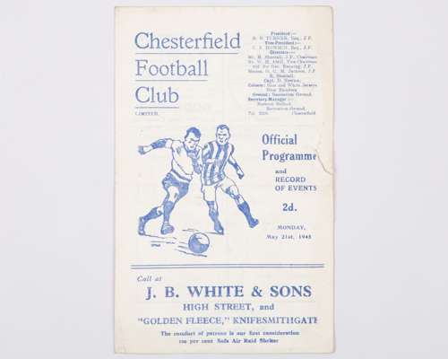 Chesterfield v. Leeds United match programme, 21st May 1945