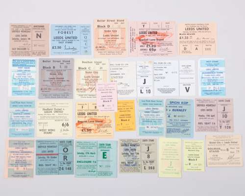 A collection of twenty-six Leeds United match tickets