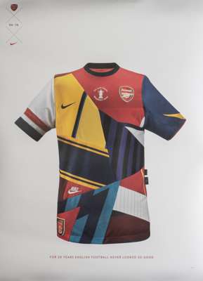 FA Cup Final Wembley 2014 Arsenal poster,
 featuring a jersey bearing arsenal team colours from 1994 to 2014 with title "For 20 years English football