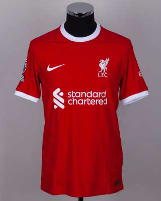 Mohamed Salah red No.11 Liverpool v. Tottenham Hotspur short-sleeved shirt, 2023