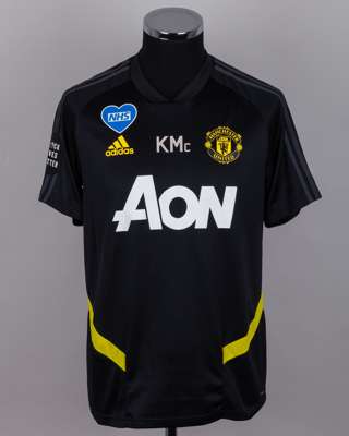 Kieran McKennas black Manchester United coach training short-sleeved shirt