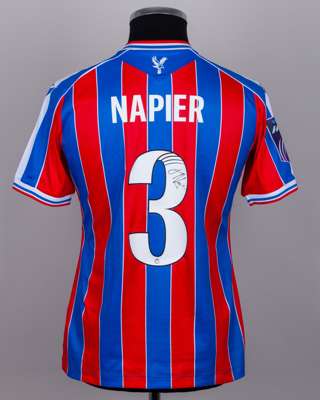 Jamie-Lee Napier red and blue No.3 Crystal Palace v. Sheffield United match worn shirt