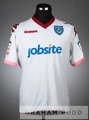 Tom Kilbey white and claret Portsmouth no.36 away jersey, season 2010-11,
 short-sleeved with NPOWER FFOOTBALL LEAGUE, sleeve badges, club crest and s