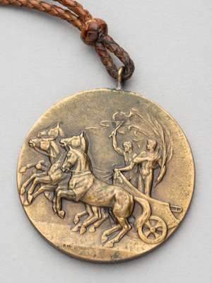 London 1948 Olympic Games participation medal, designed by B MacKennal, 
 struck by John Pinches of London, circular form, obverse with a view of West