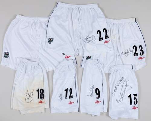 Nine West Bromwich Albion autographed shorts issued for 2002-03
