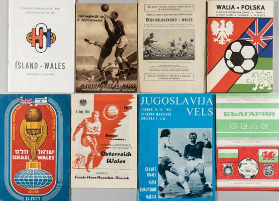 Wales selection of international away programmes, 1957 onwards,
 includes scarce 1958 World Cup Qualifier away v Czechoslovakia 26th May 1957; World C