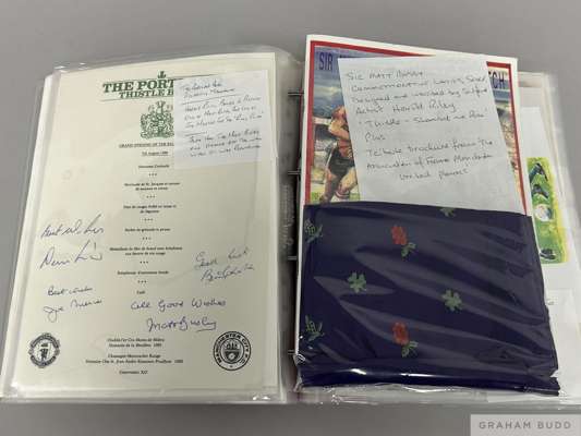 A file of memorabilia relating to the renowned artist Harold Riley and projects conducted for Manchester United's legendary manager Sir Matt Busby and