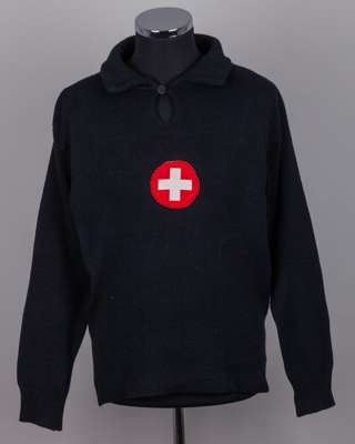 Karl Elsener black No.1 Switzerland v. Northern Ireland match worn goalkeepers shirt, 1964