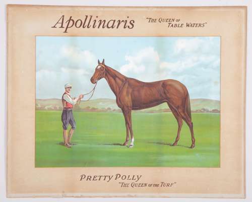 Advertisement poster for Apollinaris table water featuring the racehorse Pretty Polly