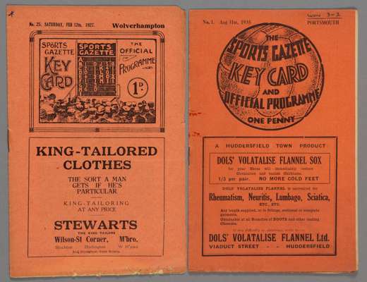 Two Middlesbrough home programmes,
 F.L. Division Two v Wolverhampton Wanderers 12th February 1927 and F.L. Division One v Portsmouth 31st August 1935
