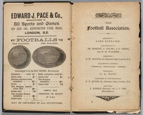 The Athletic News Football Annual 1891,
 hardback, 184-pages, featuring fixtures, association results, spine with gilt tooling A.N.F. ANN. 1891, spilt