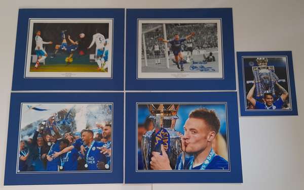 Leicester City signed colour photos various sizes all mounted ready to drop into frames