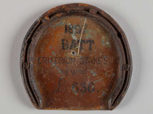 Racing plate worn by Batt when winning the 1897 Criterion Stakes at Newmarket.