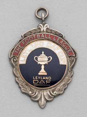 Silver & enamel Football League Leyland DAF Cup winners medal awarded to a Birmingham City player in season 1990-91,
 inscribed with competition detai