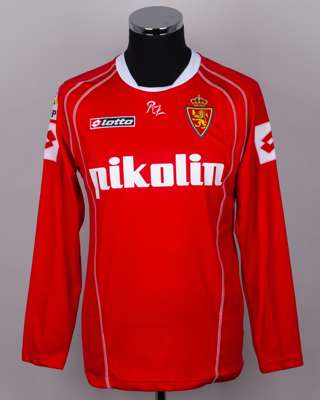 David Villa red No.9 Real Zaragoza v. Real Madrid long-sleeved shirt, 2005