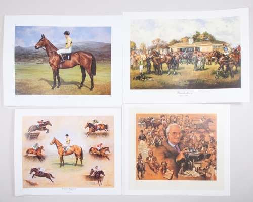 Group of five limited edition horse racing prints