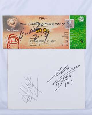 Eusebio autographed Portugal v. Greece UEFA Euro 2004 ticket
