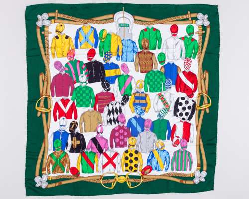Gucci Italian silk Ascot horse racing scarf