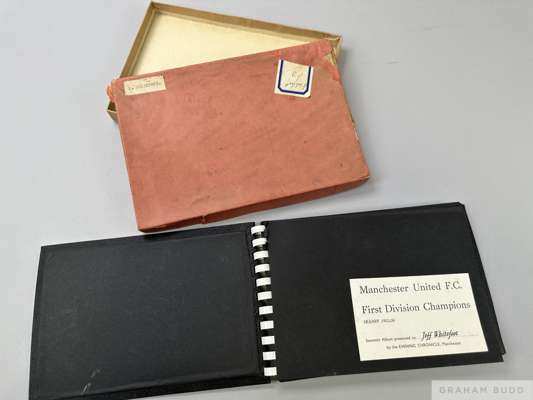 Official Manchester United 1955-56 First Division Champions photograph album presented to United's wing-half Jeff Whitefoot, 
 hand inscribed presenta