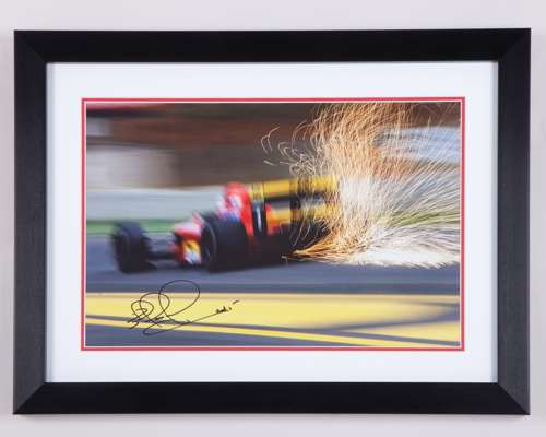 Nigel Mansell Signed Ferrari “Sparks” Framed Print