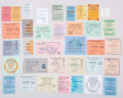 A collection of thirty-five Leeds United home and away tickets
