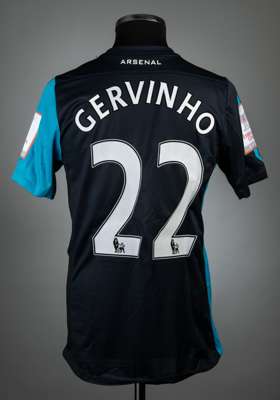 Gervinho  navy and light blue Arsenal Emirates Cup no.22 jersey v Boca, played at Emirates Stadium, 3rd August 2013, 
 match issue, Nike, short-sleeve