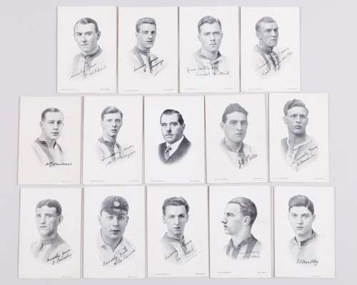 Collection of fourteen Leeds United studio portrait cards