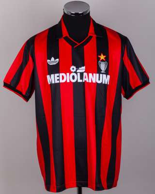 Franco Barasi red and black No.6 AC Milan short-sleeved shirt, 1990-91